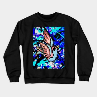 blue graffiti bird Crewneck Sweatshirt